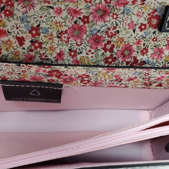 VINTAGE LIZ CLAIBORNE MINI PURSE SHOULDER BAG FAUX CROC LEATHER PINK INTERIOR - Picture 13 of 16
